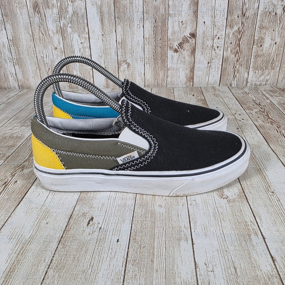 Vans Slip On Sneakers‎ Multi Color Block Casual Shoes Women's Size 6.5